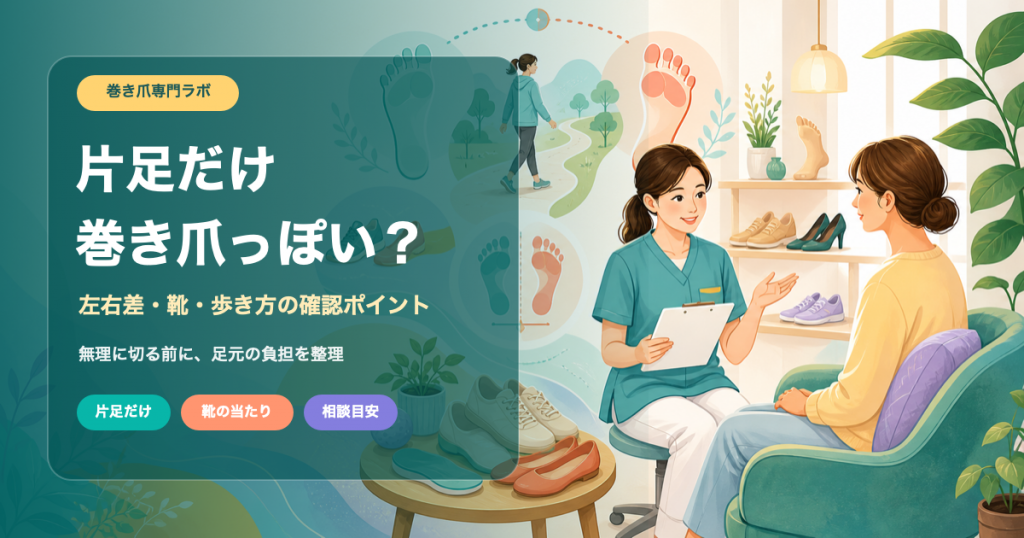 片足だけ巻き爪っぽい時の原因と相談目安｜巻き爪専門ラボ