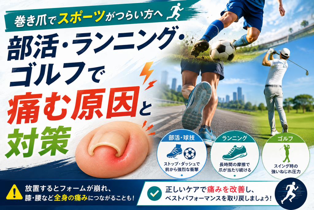 【巻き爪でスポーツがつらい方へ】部活・ランニング・ゴルフで痛む原因と対策｜巻き爪専門ラボ