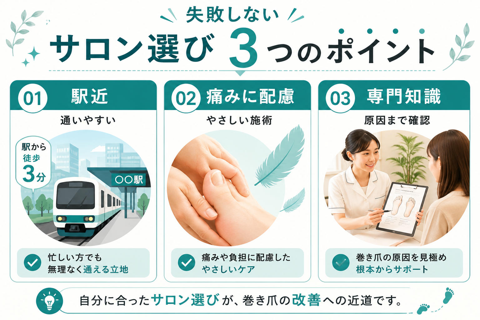名古屋栄での巻き爪サロン選び3つのポイント（駅近・無痛施術・専門カウンセリング）