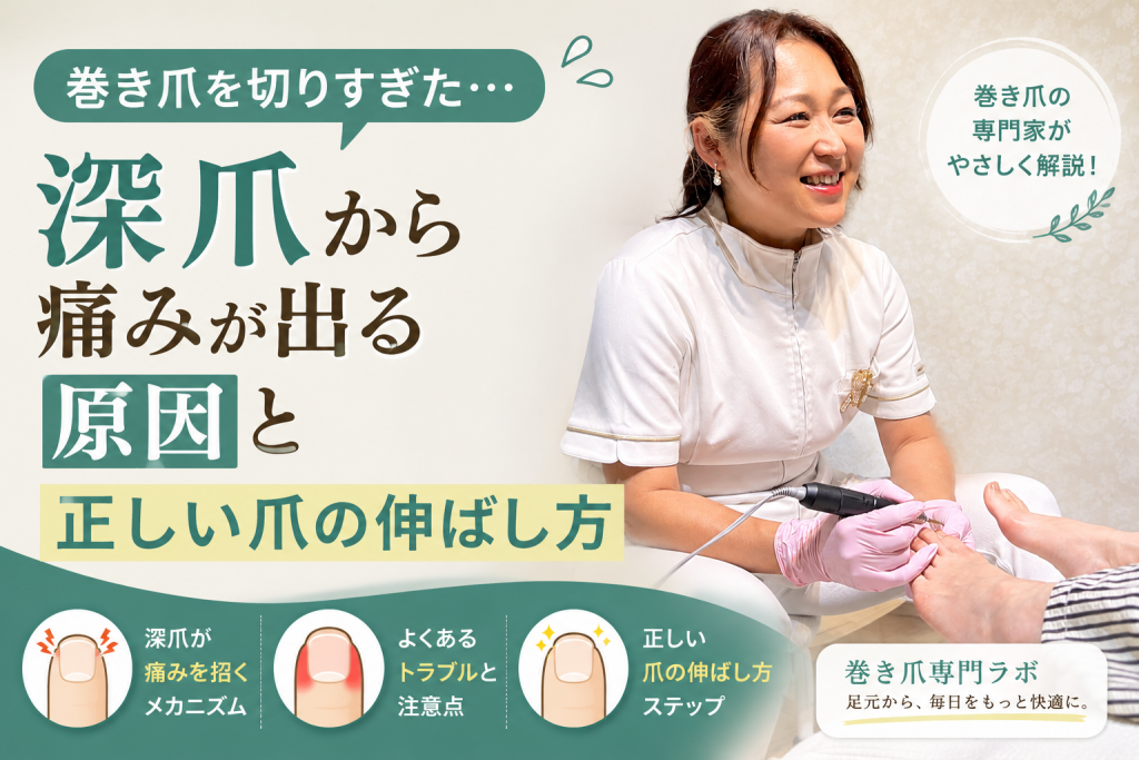 【巻き爪を切りすぎた…】深爪から痛みが出る原因と正しい爪の伸ばし方｜巻き爪専門ラボ