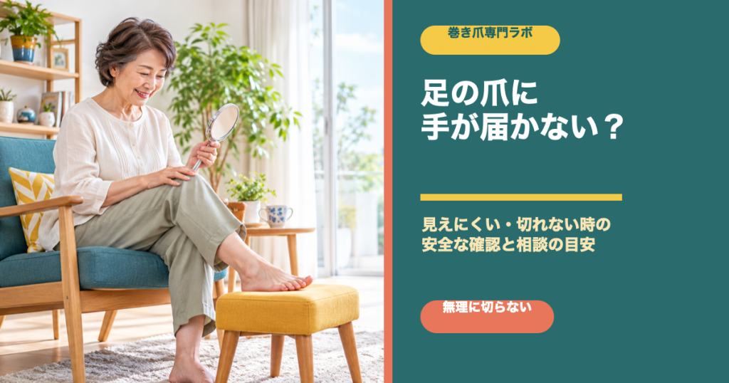 足の爪に手が届かない時の安全な爪切りと相談目安｜巻き爪専門ラボ