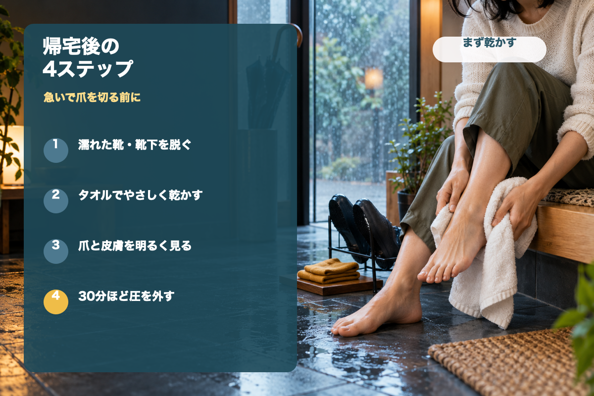 雨の日に帰宅してから行う足元ケア4ステップ