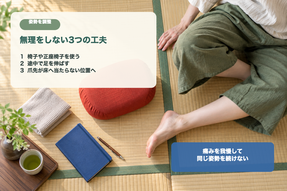 親指の爪が気になる時の正座姿勢の調整ポイント
